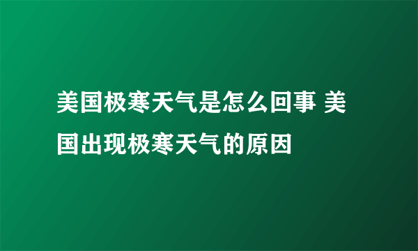 美国极寒天气是怎么回事 美国出现极寒天气的原因