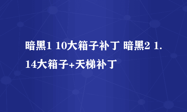 暗黑1 10大箱子补丁 暗黑2 1.14大箱子+天梯补丁