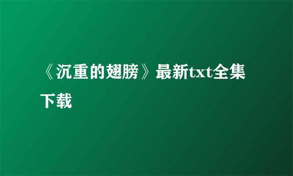 《沉重的翅膀》最新txt全集下载