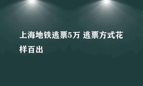 上海地铁逃票5万 逃票方式花样百出