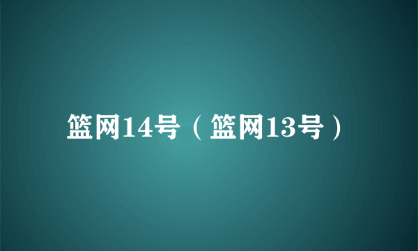 篮网14号（篮网13号）