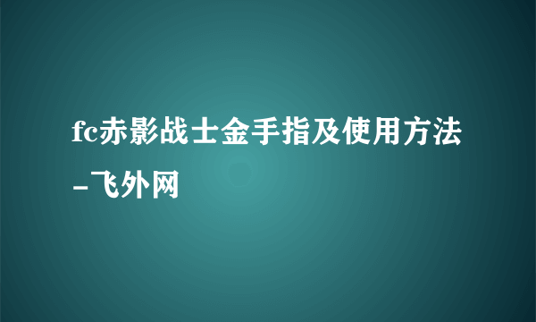 fc赤影战士金手指及使用方法-飞外网