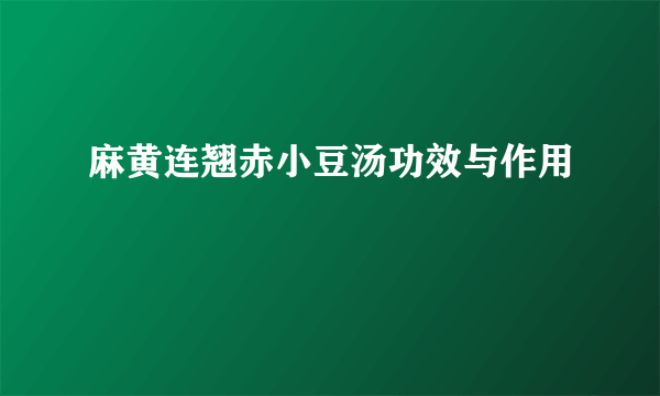 麻黄连翘赤小豆汤功效与作用