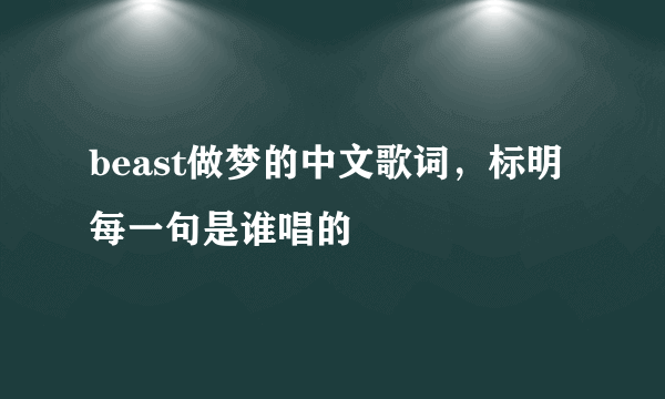 beast做梦的中文歌词，标明每一句是谁唱的