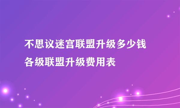 不思议迷宫联盟升级多少钱 各级联盟升级费用表