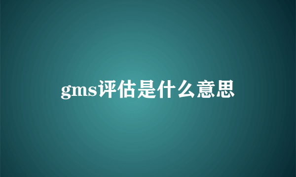 gms评估是什么意思