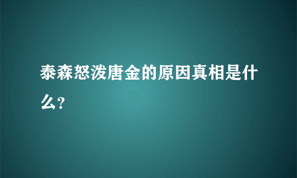 泰森怒泼唐金的原因真相是什么？