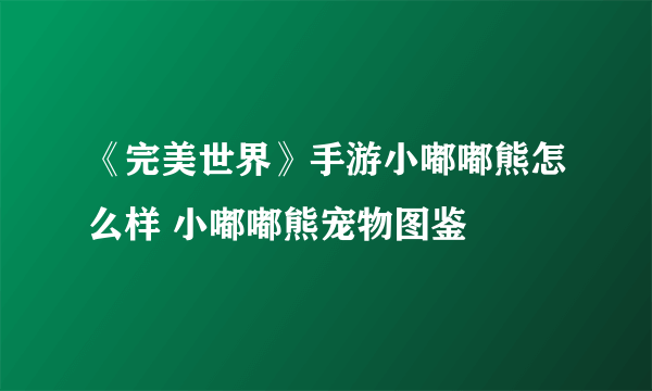 《完美世界》手游小嘟嘟熊怎么样 小嘟嘟熊宠物图鉴