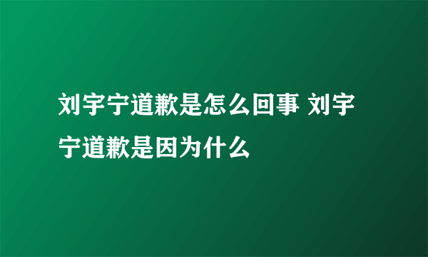 刘宇宁道歉是怎么回事 刘宇宁道歉是因为什么