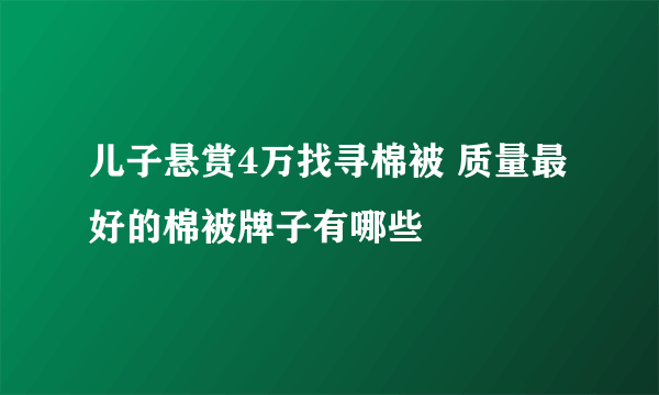 儿子悬赏4万找寻棉被 质量最好的棉被牌子有哪些