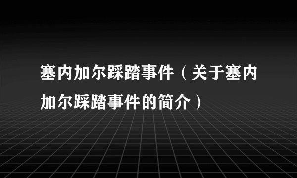 塞内加尔踩踏事件（关于塞内加尔踩踏事件的简介）