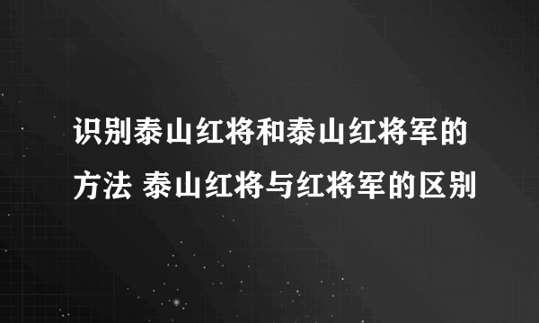 识别泰山红将和泰山红将军的方法 泰山红将与红将军的区别