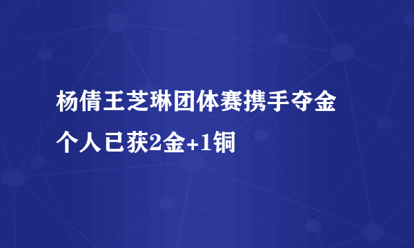 杨倩王芝琳团体赛携手夺金 个人已获2金+1铜