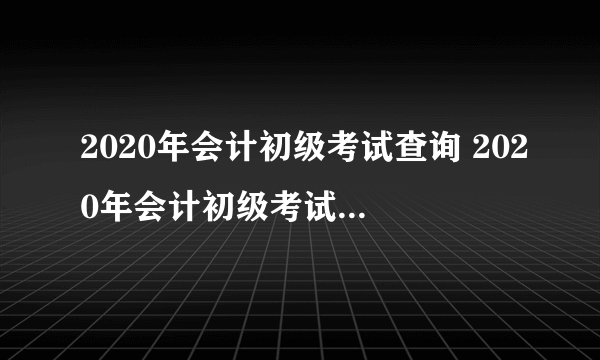 2020年会计初级考试查询 2020年会计初级考试查询成绩）