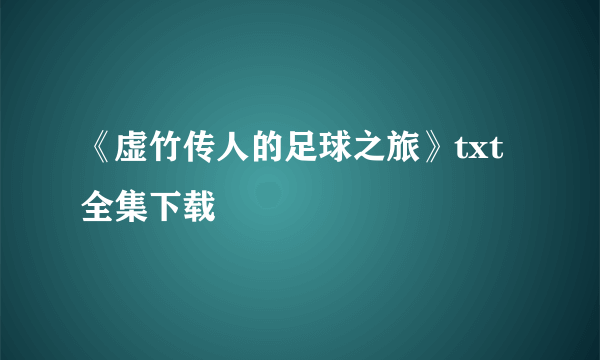 《虚竹传人的足球之旅》txt全集下载