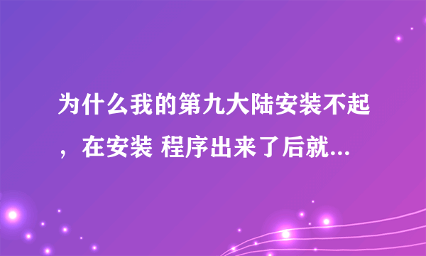 为什么我的第九大陆安装不起，在安装 程序出来了后就一直是这样。 求助