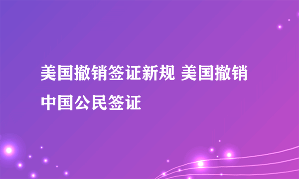 美国撤销签证新规 美国撤销中国公民签证