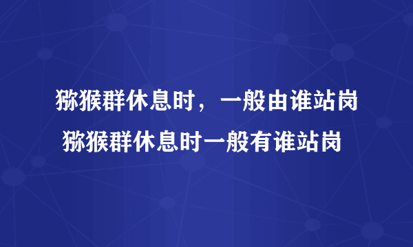 猕猴群休息时，一般由谁站岗 猕猴群休息时一般有谁站岗