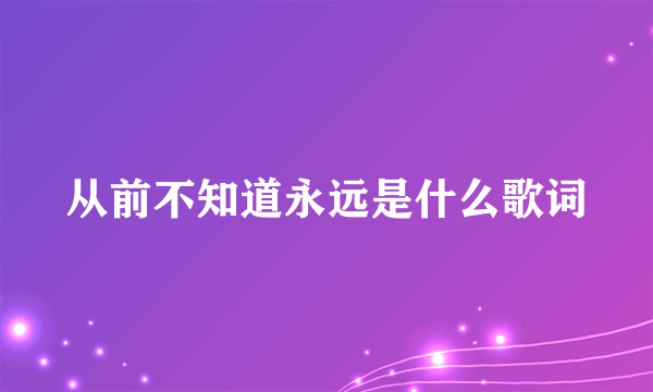 从前不知道永远是什么歌词