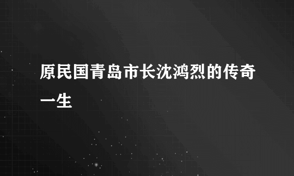 原民国青岛市长沈鸿烈的传奇一生