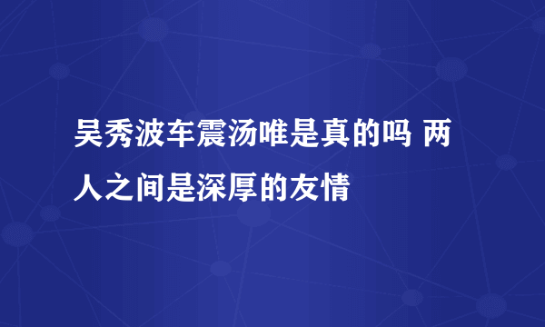 吴秀波车震汤唯是真的吗 两人之间是深厚的友情