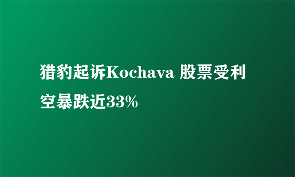 猎豹起诉Kochava 股票受利空暴跌近33%