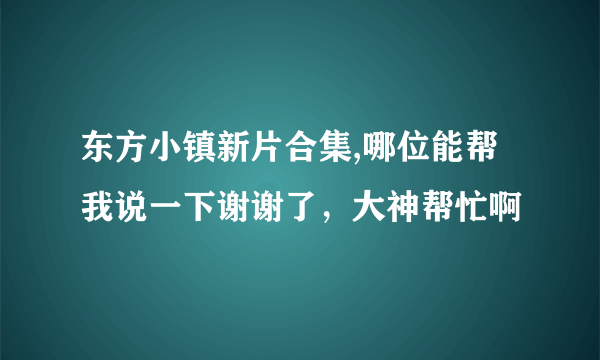 东方小镇新片合集,哪位能帮我说一下谢谢了，大神帮忙啊