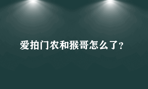 爱拍门农和猴哥怎么了？