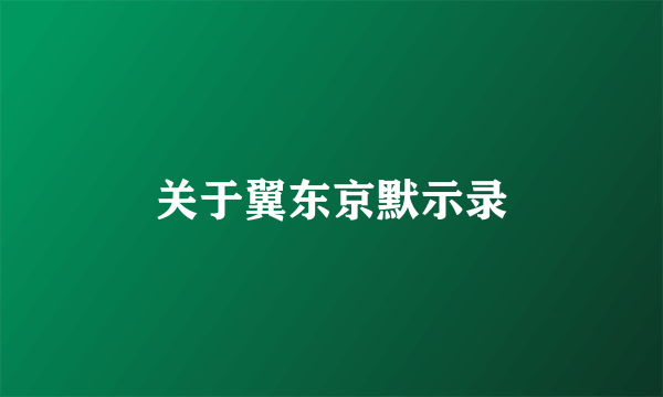 关于翼东京默示录