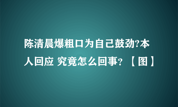 陈清晨爆粗口为自己鼓劲?本人回应 究竟怎么回事？【图】