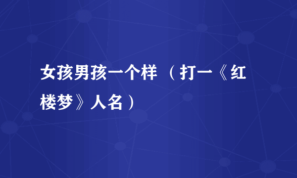 女孩男孩一个样 （打一《红楼梦》人名）