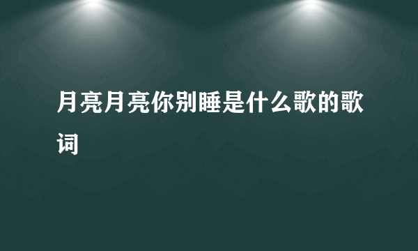 月亮月亮你别睡是什么歌的歌词