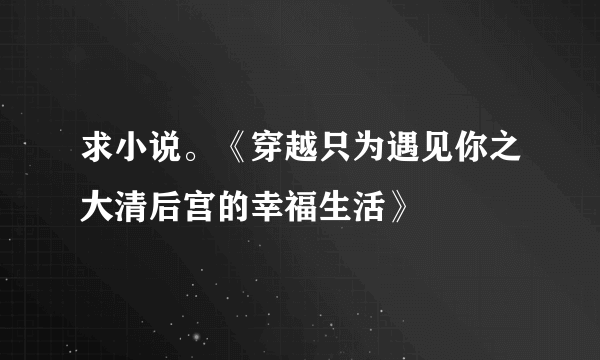 求小说。《穿越只为遇见你之大清后宫的幸福生活》