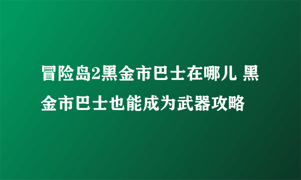 冒险岛2黑金市巴士在哪儿 黑金市巴士也能成为武器攻略