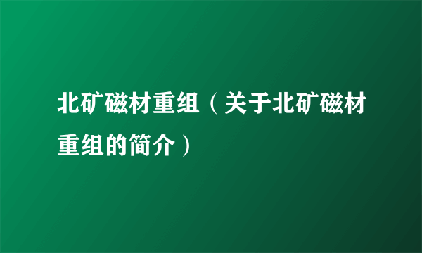 北矿磁材重组（关于北矿磁材重组的简介）