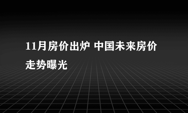 11月房价出炉 中国未来房价走势曝光