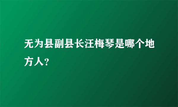 无为县副县长汪梅琴是哪个地方人？