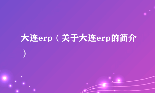 大连erp（关于大连erp的简介）