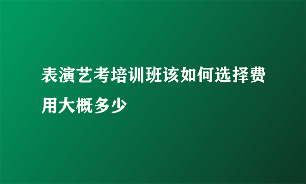 表演艺考培训班该如何选择费用大概多少