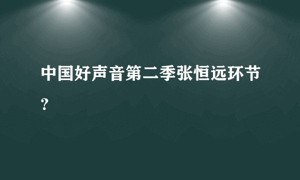 中国好声音第二季张恒远环节？