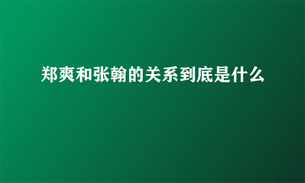 郑爽和张翰的关系到底是什么