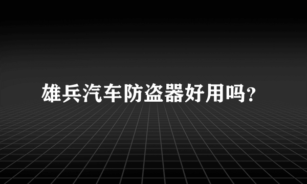 雄兵汽车防盗器好用吗？