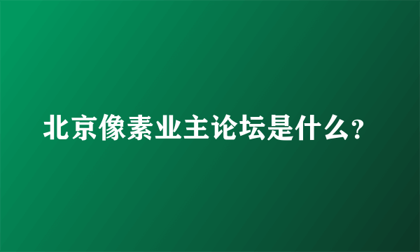 北京像素业主论坛是什么？