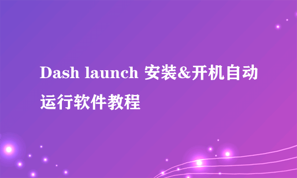 Dash launch 安装&开机自动运行软件教程