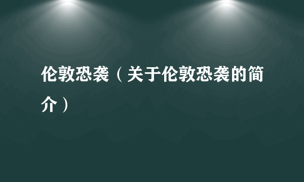 伦敦恐袭（关于伦敦恐袭的简介）