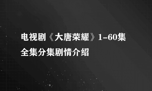 电视剧《大唐荣耀》1-60集全集分集剧情介绍