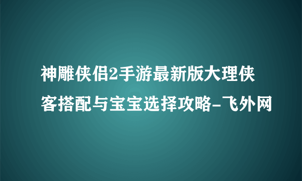 神雕侠侣2手游最新版大理侠客搭配与宝宝选择攻略-飞外网