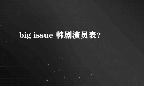 big issue 韩剧演员表？