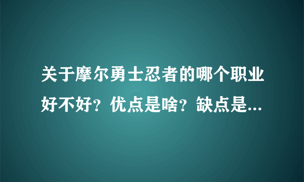 关于摩尔勇士忍者的哪个职业好不好？优点是啥？缺点是啥？哪个职业可以克制这个职业？