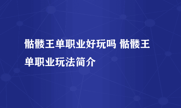 骷髅王单职业好玩吗 骷髅王单职业玩法简介